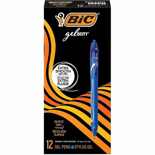 Bic Pens, Retractable, Quick-Dry Gel, 0.7mm Point, Blue