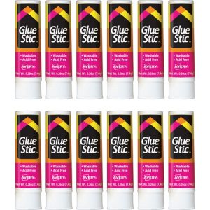 Avery  Glue Stic, Permanent, Washable, 0.26 oz., 12/BX, Clear