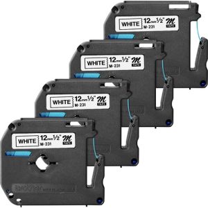 Brother  Labeling Tape, Nonlaminated, 1/2" Size, 4/BD, Black/Silver