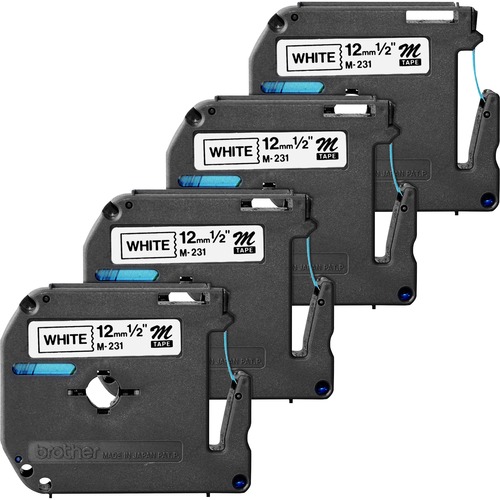 Brother Labeling Tape, Nonlaminated, 1/2" Size, 4/BD, Black/Silver