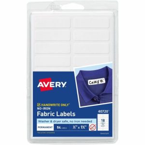 Avery  Fabric Labels, No-Iron, 1/2"x1-3/4", 54/PK, 18PK/CT, White