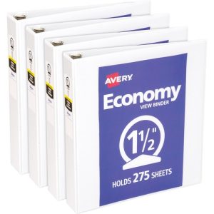 Avery  View Binder,1-1/2" Round Rings,Economy,11"x8-1/2",4/BD,WE