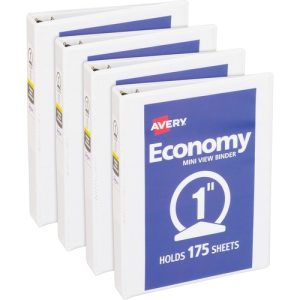 Avery  View Binder, 1" Round Rings, Economy, 5-1/2"x8-1/2", 4/BD,WE