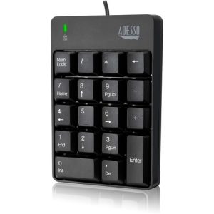 Adesso Keypad,Numeric,Compact,18Key,Wired,3.25"x0.7"x5",Black