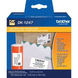 Brother  Labels, f/Shipping, Die-cut, 4.07"x6.4", 180/RL, White