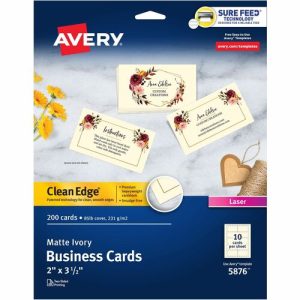 Avery  Printable Business Cards,2-Sides,200/PK,3-1/2"x2",Ivory