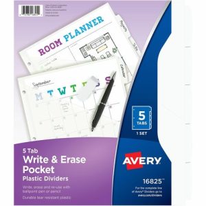 Avery  Dividers, Plastic, 5 Erasable Tabs, Letter-size, 1 Set