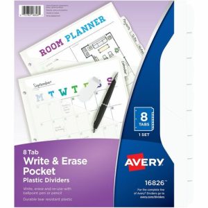 Avery  Dividers, Plastic, 8 Erasable Tabs, Letter-size, 1 Set