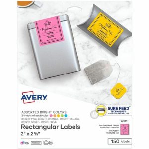 Avery  Labels, Rectangle, Permanent, 2"x2-5/8", 150/PK, AST