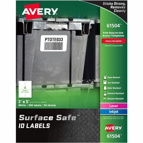 Avery Labels, Removable, Surface Safe, 3"x5", 200/PK, WE