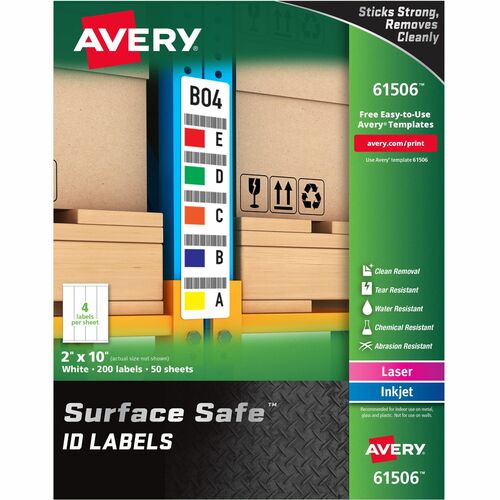 Avery Labels, Removable, Surface Safe, 2"x10", 200/PK, WE