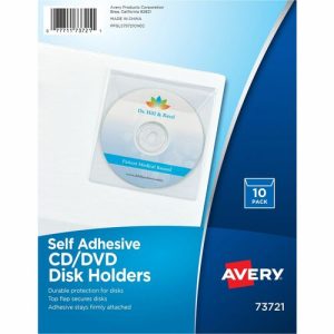 Avery  Media Pockets, CD/DVD, Adhesive, Vinyl, 10/PK, Clear