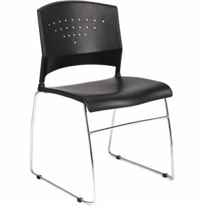 Boss Office Products  Chair, Stacking, Chrome Frame, 18.5"x18"x32.5",BK