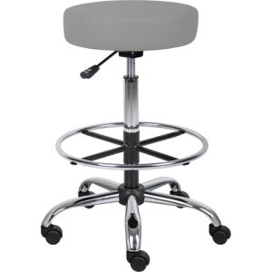 Boss Office Products Stool, Medical/Drafting, w/Footring, 25"x25"x28"-34", Gray