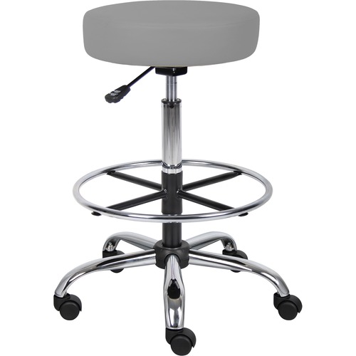 Boss Office Products Stool, Medical/Drafting, w/Footring, 25"x25"x28"-34", Gray
