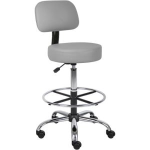 Boss Office Products  Stool, Medical/Drafting, Backrest, 25"Wx25"Dx41"H, Gray