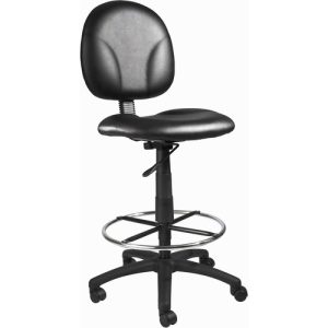 Boss Office Products  Stool,w/Footring,Adjustable,Vinyl,19.5"x25"x41.5",BK
