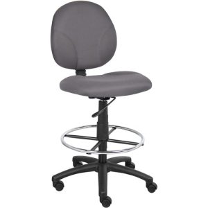 Boss Office Products  Stool,w/Footring,Caster,Adjustable,Fabric,19.5"x25"x41.5",GY