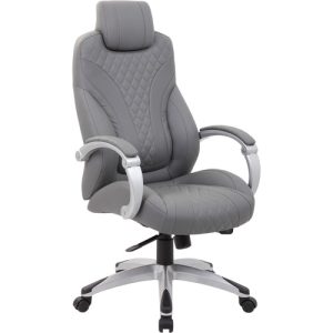 Boss Office Products  Chair,HingedArms,TiltControl,Vinyl,27"x28"x48",GY