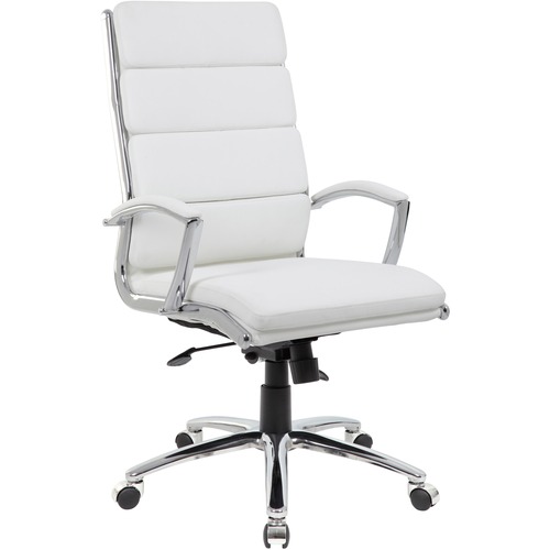 Boss Office Products High-back Chair, Executive, Vinyl, 27"x28"x43"-47", White