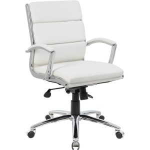 Boss Office Products  Chair, Executive, Mid Back, 27"Wx27"Dx37"H, White