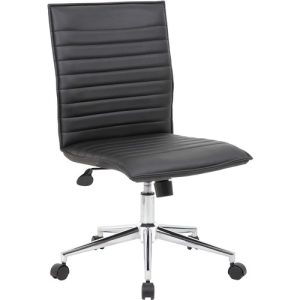 Boss Office Products  Task Chair, Vinyl, Armless, 20"x26"x35-1/2", BK
