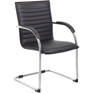 Boss Office Products  Side Chair,Chrome Frame,Vinyl,23"x24-1/2"x37-1/2",2/PK,BK