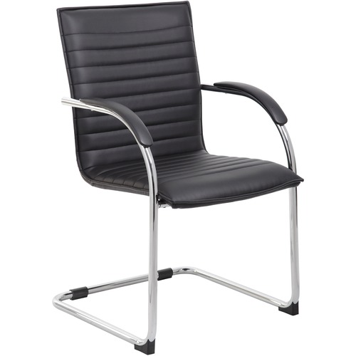 Boss Office Products Side Chair,Chrome Frame,Vinyl,23"x24-1/2"x37-1/2",2/PK,BK