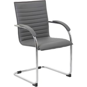 Boss Office Products  Side Chair,Chrome Frame,Vinyl,23"x24-1/2"x37-1/2",2/PK,GY