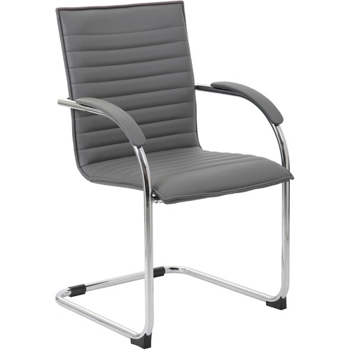 Boss Office Products Side Chair,Chrome Frame,Vinyl,23"x24-1/2"x37-1/2",2/PK,GY