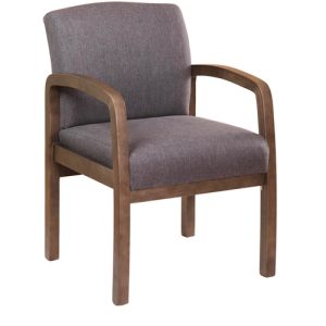 Boss Office Products Chair,w/Arms,Linen,Wood Frame,23"x27"x34",SLGY