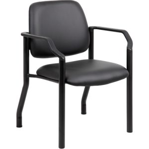 Boss Office Products  Guest Chair,w/Arms,Mid-Back,Vinyl,25"x22"x32-1/2",BK