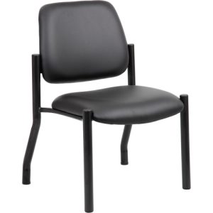 Boss Office Products  Guest Chair,Armless,Mid-Back,Vinyl,24.5"x22"x32-1/2",BK