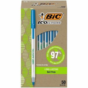 Bic  Pen,Ballpoint,Stick,1.0mm,50/BX,Semi-CL Barrel/Blue Ink
