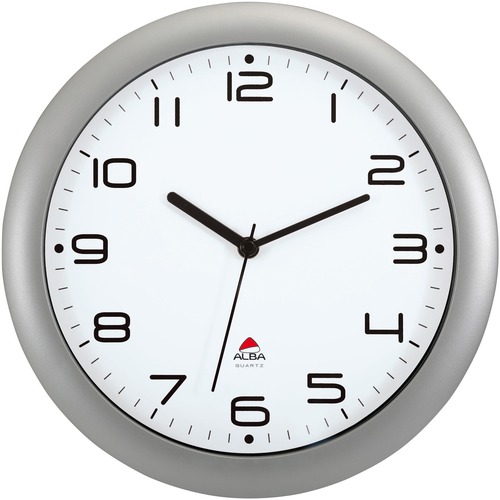 Alba, Inc Clock,Wall,Metal,11.8"Diax2.2"D,Silver