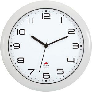 Alba, Inc  Clock,Wall,Plastic,11.8"Diax2.2"D,White