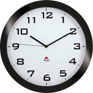 Alba, Inc  Clock,Wall,Plastic,15"x5.17",Black