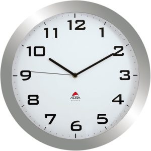 Alba, Inc  Clock,Wall,Plastic,15"x5.17",Silver