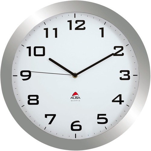 Alba, Inc Clock,Wall,Plastic,15"x5.17",Silver