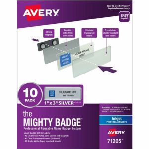 Avery  Badge Kit, Magnetic, Inkjet, Reusable, 1"x3", 10/PK, SR