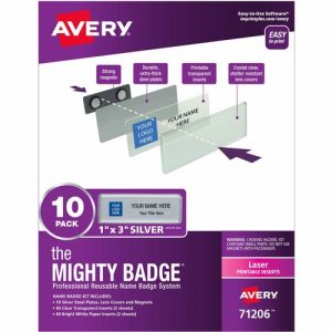 Avery  Badge Kit, Magnetic, Laser, Reusable, 1"x3", 10/PK, SR
