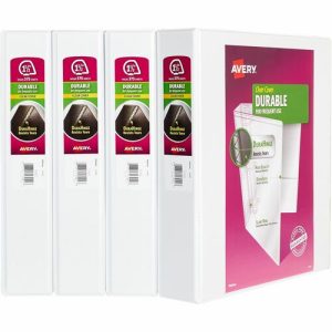 Avery  View Binder, DuraHinge, Slant Ring, 1-1/2", Letter, 4/CT, WE