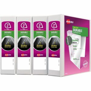 Avery  View Binder, DuraHinge, Slant Ring, 2", Letter, 4/CT, White