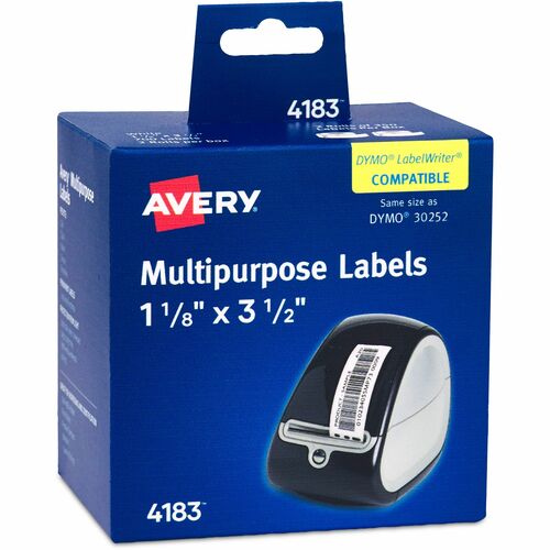 Avery Address Labels, Adhesive, 1-1/8"x3-1/2", 700/BX, White