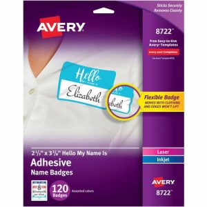 Avery  Name Tags, "Hello My Name is', 2-1/3"x3-3/8", 120/PK, AST