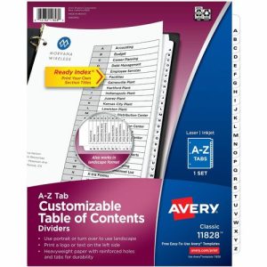 Avery  Dividers,Table of Contents,A-Z Tabs,Letter,25/ST,BK/WE