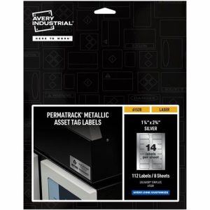 Avery  Labels, f/Asset Tags, Metallic, 1-1/4"x2-3/4", 112/PK, SR