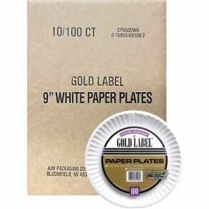 Ajm Packaging Corporation  Plates, Paper, 9"Dia, 1000/CT, White