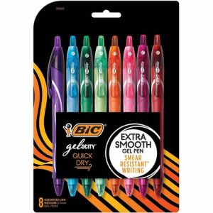 Bic  Pens, Gel, Quick-Dry, 0.7mm Point, 8/PK, Assorted