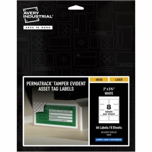 Avery  Asset Tag,Tamper-proof,Laser,3-3/4"x2",64/PK,5/CT,WE
